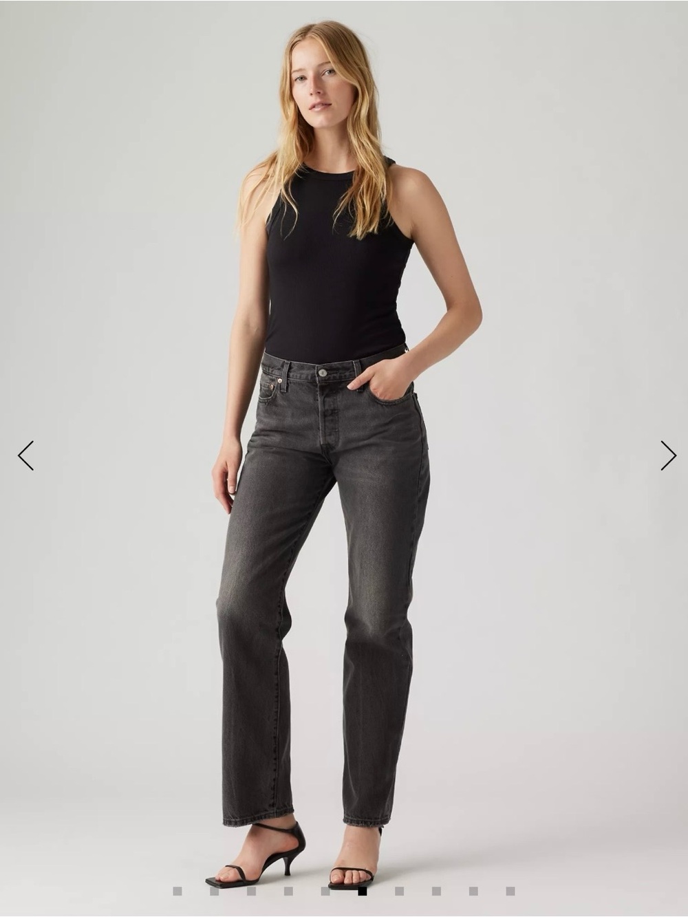 Levis 501 90s Straight Leg Stitch School Black Jeans 28x32
